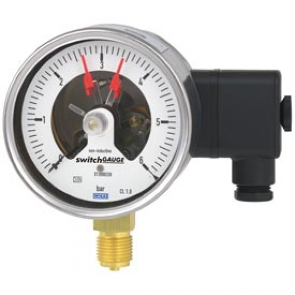 switchGAUGE Манометр с трубкой Бурдона, с эл.контактами,
Промышленная серия,
НР 100, 160 мм