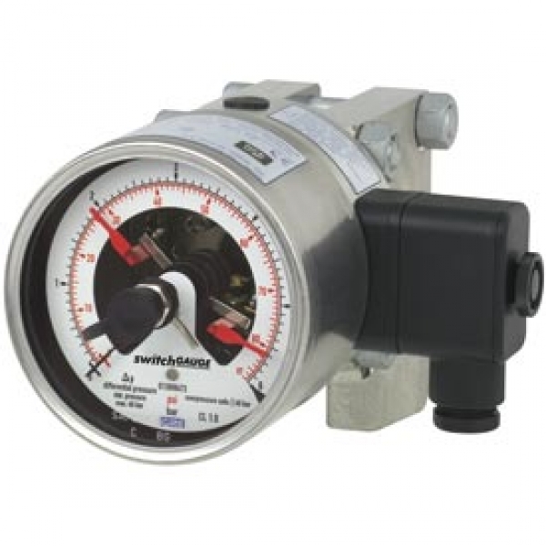 switchGAUGE Диффер. манометры,с эл.контактами, допустимая перегрузка до 40, 100, 250 или 400 бар, НР 100, 160 мм