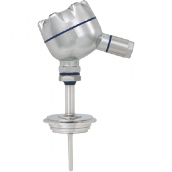 Resistance thermometer for sanitary applications with flange connection
