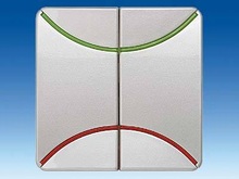 Клавиша двойная нейтральная, красная/зеленая дуги - Кнопки и выключатели