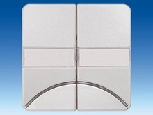 Клавиша двойная нейтральная с полем для надписи, красная дуга - Кнопки и выключатели