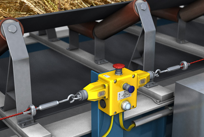 Тросовые выключатели на конвейерной ленте