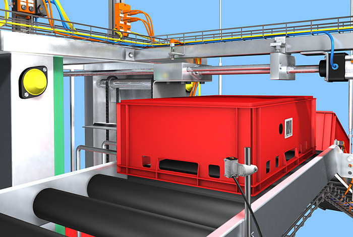 Фотоэлектрическое обнаружение упаковочных ящиков в конвейерных системах в линиях резки