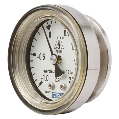 Diaphragm pressure gauge, flush